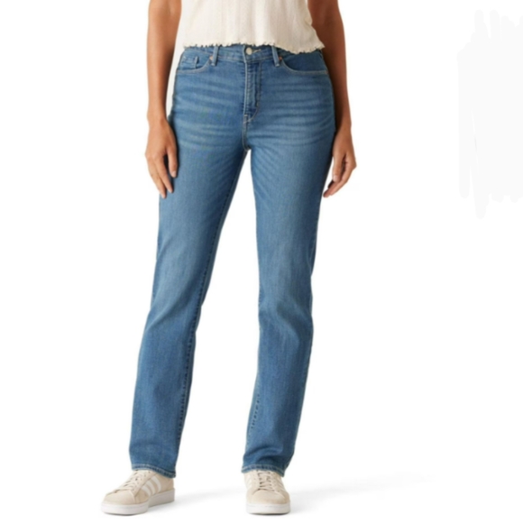 Levi Strauss Signature™ Women's Mid Rise Straight Jeans Size 16M 33x32 New - Picture 1 of 16